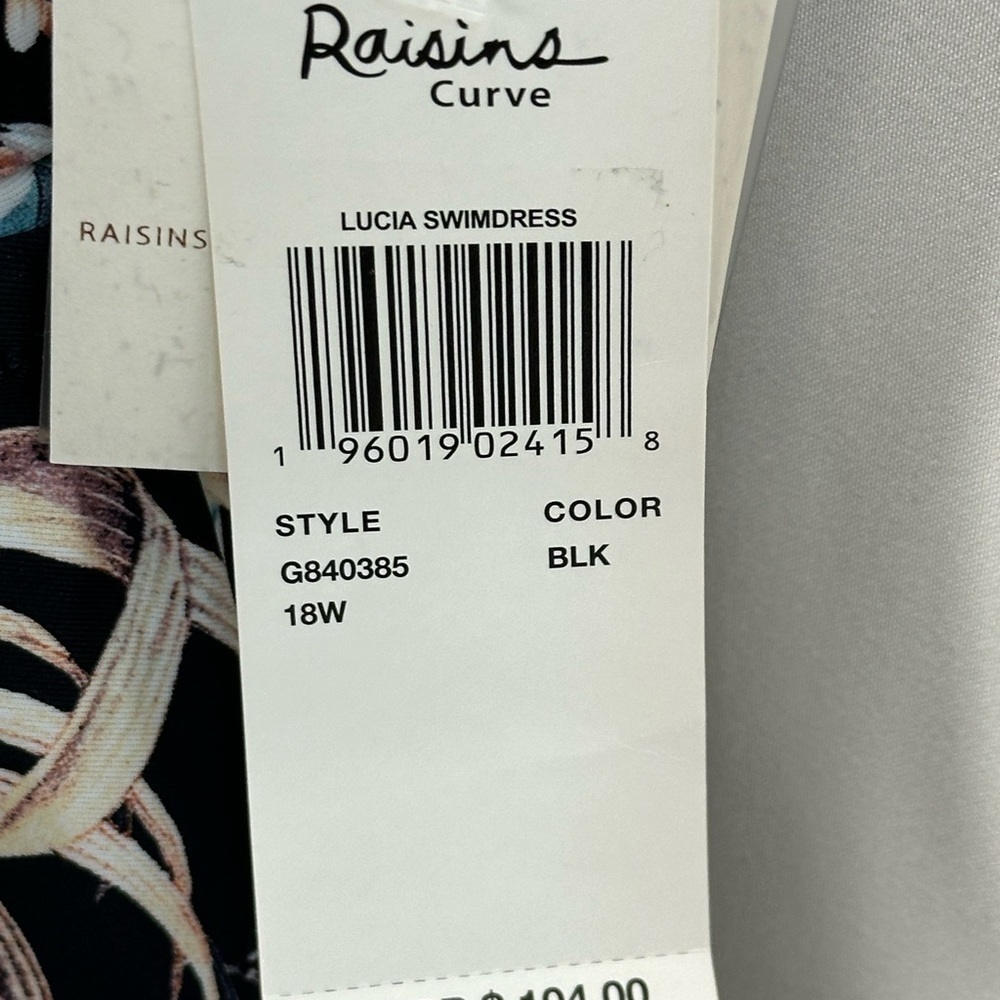 Raisins Curve Lucia Floral Print Swimdress - Black - size 18W - Picture 7 of 9